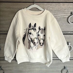 H&M Cream Horse Print Kids Sweatshirt 5T/6 New